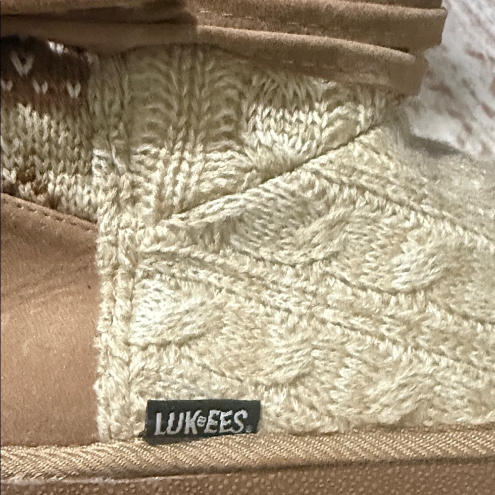 L.L. Bean Knit Boots in Cream and Brown